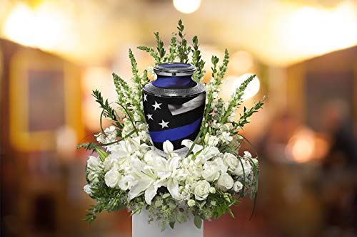 Image of Blue Line Flag Cremation Urns for Human Ashes Adult Man & Urns for Ashes