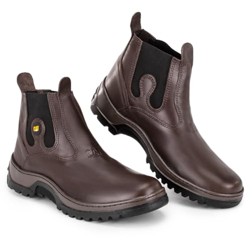 Botina Masculina Bota De Couro Legitimo Conforto E Durabilidade (Marrom, BR, Adulto, Numérico, 39)