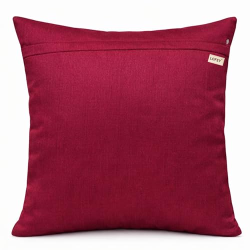 Image of LOFEY Dupion Silk Cushion Cover, 16 x 16 Inch (40 x 40 cm), Decorative Sofa Pillow Cover, Zipper Closure (2, Maroon)