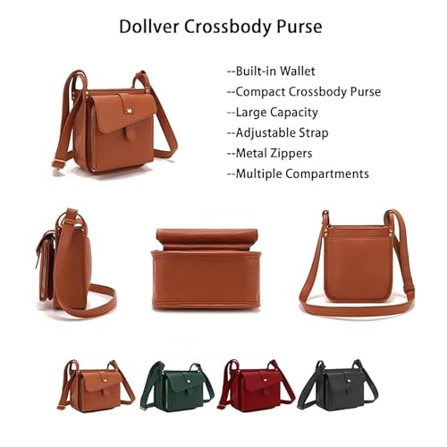 Dollver Crossbody Purse, Purses Handbag with Built in Wallet, Unique Design Crossbody Leather Bag2