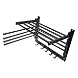 Xeternity-Made XMSound Clothes Drying Rack ,Wall Mounted Swivel Towel Rack & Hooks and Swing Arms , for Laundry Room and Bathroom