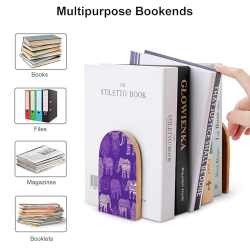 Sujetalibros de elefante morado resistente para evitar la caída de libros en baldas estrechas 4