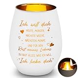 Windlicht mit Gravur Ich Liebe Dich, Windlicht Verlobung Hochzeit, Teelicht Glas Ich Liebe Dich, als Valentinstag Weihnachten Jahrestag Geschenk für Sie-A