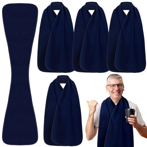 Silicherry 6 Pcs Adult Bibs Scarf for Eating Dignity Dining Protectors Scarf Bibs for Elderly Senior Citizens Washable Bibs (Blue)