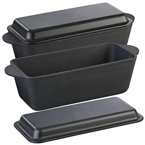 Rosenstein & Söhne Brotbackform mit Deckel: 2er-Set Gusseisen-Kastenformen mit Deckel, 25 x 12 x 9 cm, 2er-Set (Brotbackform mit Gusseisen, Backform, Brotbackautomat)