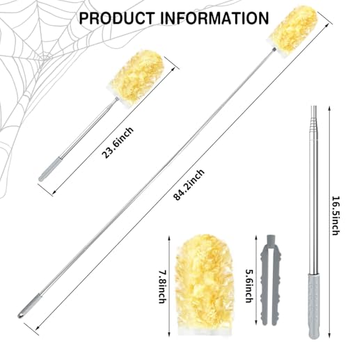 Image of Duster Refills,Static Dust Removal Brush Disposable Replacement Head Compatible with Swiffer Duster Refills for Electronics, Furniture, Blinds, Ceiling Fans (Yellow, 30 Refills+1 Extension Pole)