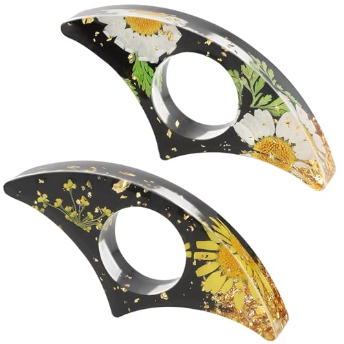 TIESOME Soporte para libros de flores secas, 2 piezas hechas a mano con flores reales para pulgar, marcapáginas de resina, accesorios de lectura, abridor de libros, marcapáginas florales para