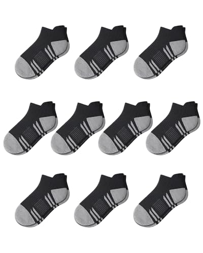 Image of Somaibo 10 Pairs Boys Girls Ankle Socks Kids Athletic No Show Socks Low Cut Half Cushioned Sock