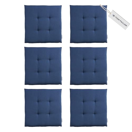 TOM TAILOR NEU! Stitzkissen Stuhl 2er Set - gemütliche Stuhlkissen 40x40 cm in 5 Farben - Sitzauflage waschbar für Esszimmer, Bürostuhl, Bank, Boden & Outdoor Gartenmöbel -Oeko Tex Zertifiziert