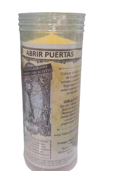 Velón para Abrir las Puertas Ritual Rayo de Fuerza con Llave Talismán Vela Amarillo y Rojo Buena Suerte Propósito Éxito Abundancia Camino al Éxito