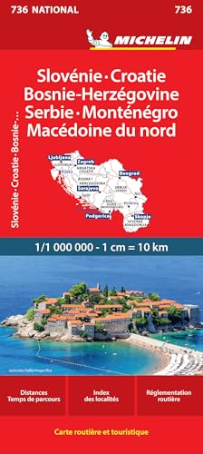 Carte NATIONAL Slovnie, Croatie, Bosnie-Herzgovine, Serbie et Montngro, Macdoine