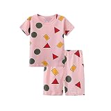 [sunkids] パジャマ半袖 パジャマ 半袖 男の子 ボーイズ ガールズ 女の子 かわいい キーズ 子ども Tシャツ 短パン 上下セット 90 100 110 120 130 春 夏 綿100 薄手 部屋着 寝間着 (110, ピンク)