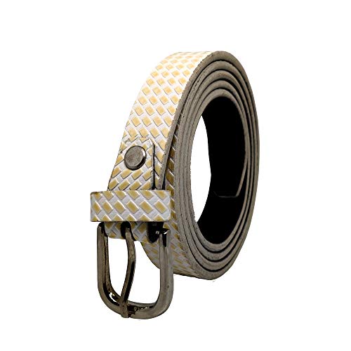 Image of PU Leather Belt for Girl and Ladies (Combo pack of 3 Belts) White, Black & Golden