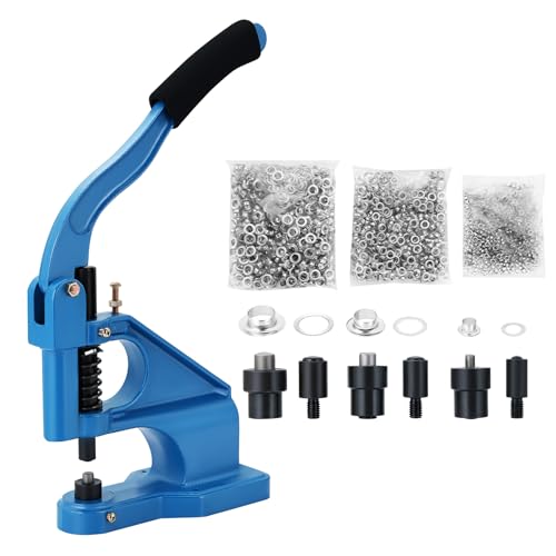 NYXOVA Heavy Duty Hand Press Grommet Machine Kit – 1500 Pcs Eyelets, 3 Dies Grommet Punch Tool (#0, #2, #4) for Banners, Canvas, Leather Craft & Industrial Use