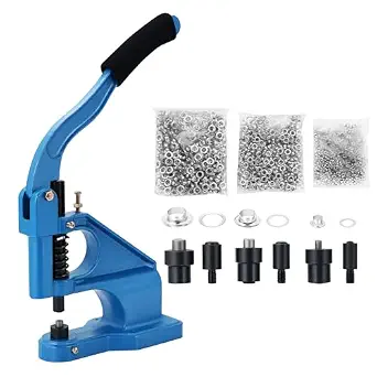 NYXOVA Heavy Duty Hand Press Grommet Machine Kit – 1500 Pcs Eyelets, 3 Dies for Banners, Canvas, Leather Craft & Industrial Use