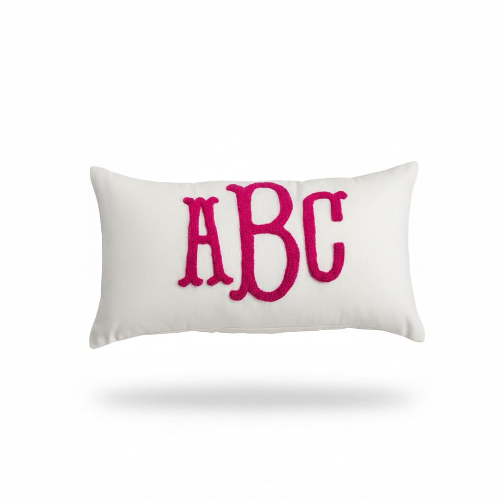 Wedding Monogram Punch Needle Embroidery Pillow, Custom Letter Monogram Pillow, Personalized Couple Gift Idea, Lumbar Pillow, Couple Cushion