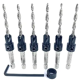 FTG USA Wood Countersink Drill Bit Set 6 Piece Same Size #8 (11/64