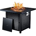 Ciays Propane Fire Pits Table 32 Inch Outdoor Gas Fire Pit, 50,000 BTU Steel Fire Table with Lid and Lava Rock, Add Warmth and Ambience to Gatherings and Parties on Patio Deck Garden Backyard,Black