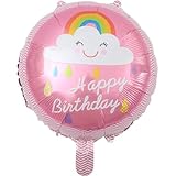 diwuli palloncino di compleanno happy birthday, con nuvola e arcobaleno, palloncino di compleanno, palloncino rosa in pellicola per compleanno, per ragazze, feste di compleanno bambini, decorazione