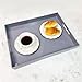 Umisriro Grey Decorative Tray, Rectangular Large Serving Tray with Handles, Plastic Coffee Table Tray for Ottoman, Living Room, Kitchen Tabletop, 15.7” x 11.8” x1.6”