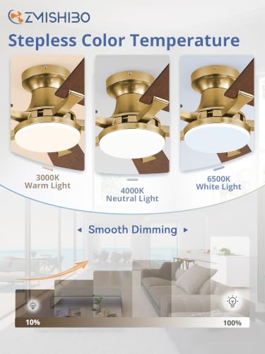 Image of ZMISHIBO 52 Inch Ceiling Fans with Lights, Remote&App Control, Flush Mount