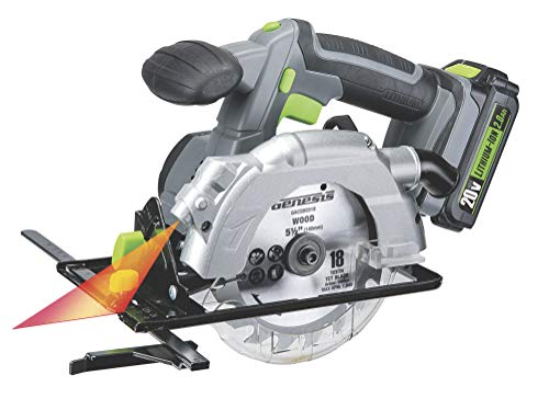 Genesis GLCS2055A 20V Cordless Lithium-Ion Battery-Powered 5 1/2" Circular Saw with Built-In Laser