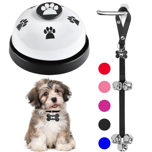 KEXIAVA 2 Pack Dog Door Bells, Dog Doorbell to go Outside Puppy Train Bell for Dogs to Ring to go Potty, Puppy Toilet Training Bell Jingle Bells for Door Knob (Black)