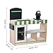 Teamson Kids Cashier Austin Interactive Wooden Play Market Stand with Lights and Sounds, Manual Conveyor Belt, Register and Display Spaces, Green and White Décor on Natural Wood