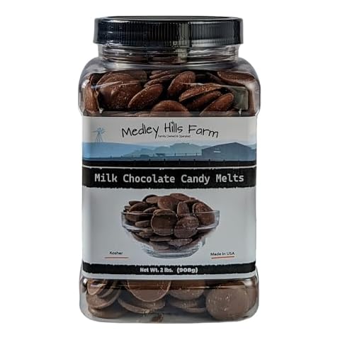 Milk Chocolate Candy Melts by Medley hills farm 2 lbs. in Reusable Container - Chocolate melts for candy making - Melting chocolate candy melts for all your candy making needs! Made In USA Cover