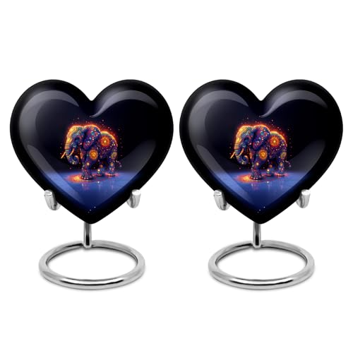 Image of Elephant Urn Cremation Keepsake Urn for Ashes Adult Female 3 Inch 2 Qty | Small Burial Urns for Mom & Dad Memorial Urns