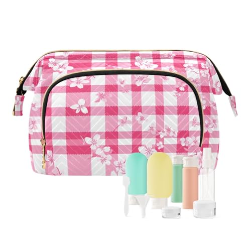 Borsa cosmetica unica bianco rosso con cerniera da appendere borsa da toilette da viaggio da donna portamonete per cosmetici da 2 1 size