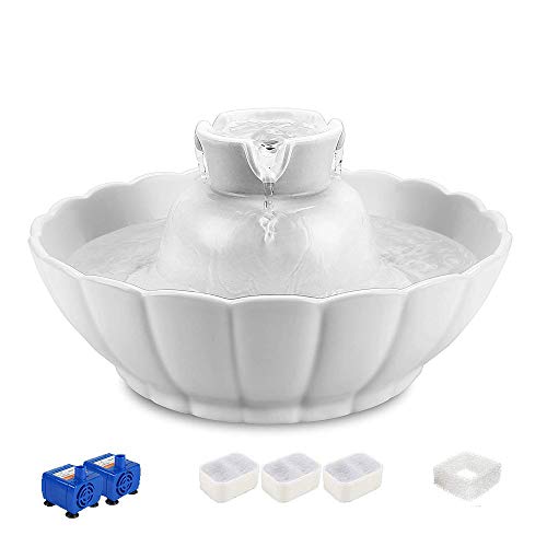 Ipettie Fontana In Ceramica Per Gatti Cani Con Un Filtro Distributore Automatico Tranquillo Acqua Animale Fontana 21l Pet Water Fountain Drinking