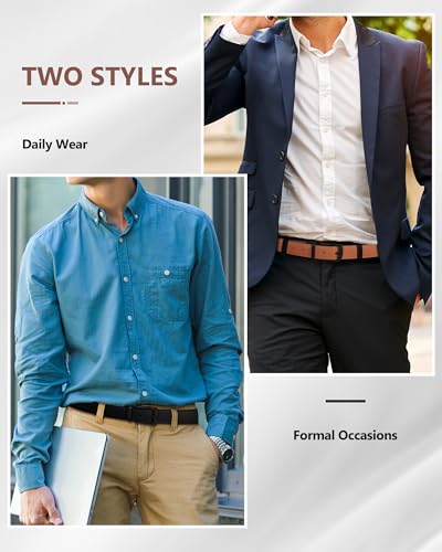AWAYTR Men Reversible Leather Belt - 1.33'' Wide Genuine Leather Dress Belt for Casual and Business Wear2