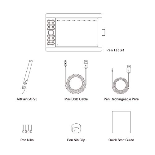 GAOMON M106K - Mesa digitalizadora profissional de 10 polegadas para desenho com USB com caneta de 2