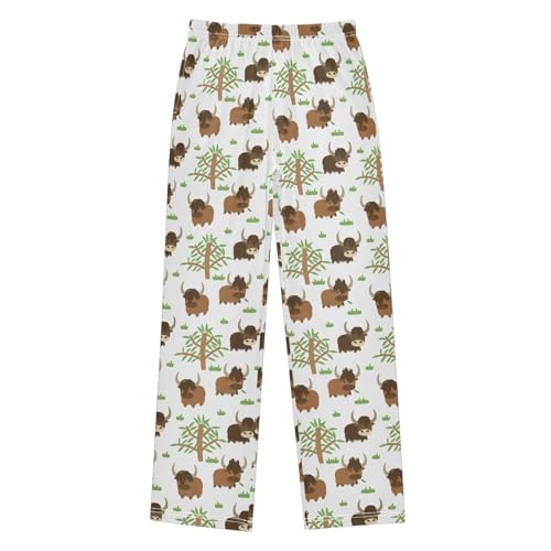 Cow on Grassland Boys Long Pants Soft Trousers Elastic Waist Kids Lounge Bottoms with Pockets S-XL