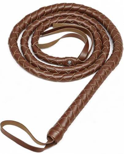 MUKOSEL Halloween Costume Accessories Brown Whip, Faux Leather Halloween Prop for Cosplay, Accessories Whip for Costume Parties Cosplay