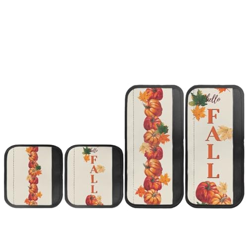 Image of Dreaweet Autumn Pumpkin Design Fridge Handle Covers Set of 4 Fall Kitchen Decor Refrigerator Door Handle Covers Washable Universal Fit Microwave Oven Dishwasher,Keep Your Kitchen Appliance Clean