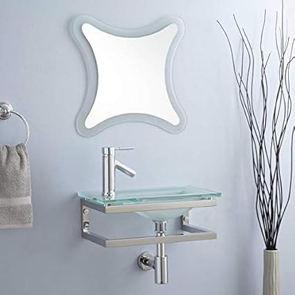 Quality Glass Frameless Decorative Mirror | Acid Etched Mirror | Mirror Glass for Wall | Mirror for Bathrooms | Mirror in Home | Mirror Size : 20 X 22 Inch, Silver, King (QG-FL-038)
