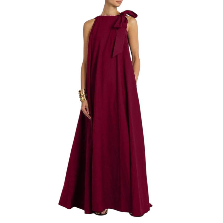 Robe bordeaux avec nœud en taille 44 | Coupe élégante