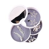 YolieraArt Portable Jewelry Box, 4 Layer Rotating Earring Organizer with Mirror, ABS Travel Jewel Case for Small Accessories (White)