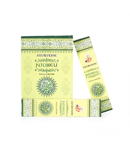 Ayurvedische: Patchouli Masala Räucherstäbchen, 12 Packungen à 15 Stück | Box Sticks jedes | 180 Sticks | Premium Qualität Cover