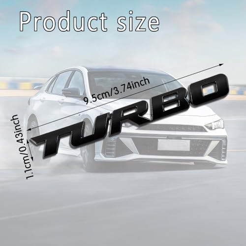 Image of ASUBHA 3D Metal Turbo Car Emblem, Zinc Alloy Universal Car Sticker, Black, Exterior, Front Grille, Trunk, Body, Engine Cover, Interior, Motorcycle, Scooter, Laptop, Tablet, Easy to Install