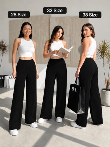 Image of Preneum Women High Waist Korean Wide Leg Trousers, Loose Fit Casual Lounge Pants, Travel, Office & Streetwear Comfortable Stylish Bottom Wear (Available Plus Size)