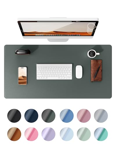 YSAGi Schreibtischunterlage 80x40cm, Premium Leder Mauspad XXL, Rutschfeste Tischunterlage Schreibunterlage, Multifunktionales Office Mousepad Schreibtisch Zubehör für Büro & Homeoffice (Dunkelgrün)