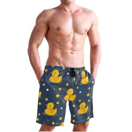 Men’s Swim Trunks Duck Yellow Star Beach Board Shorts Swimming Short Pants Running Sports Surffing Shorts4