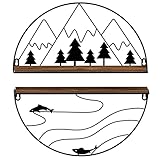 Rempry Floating Shelves for Wall with Unique Mountain Landscape Decor Set of 2, Half Round Rustic St
