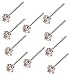 Peach Cz 925 Sterling Silver Nose Ring 1.2mm Prong Setting Straight Ended 10 Pcs Lot