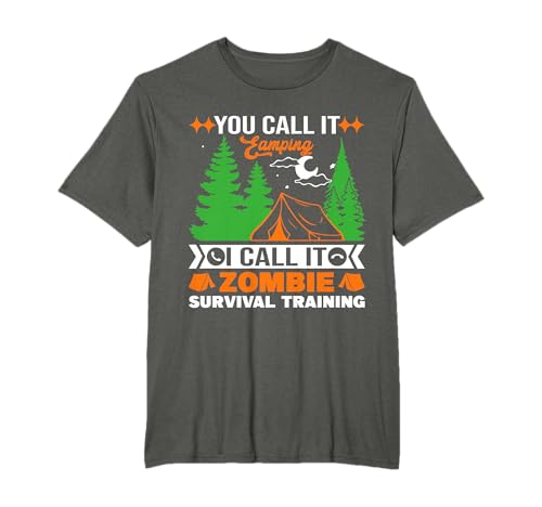 Divertido Zombie Apocalipsis Camping Supervivencia Entrenamiento Humor Camiseta