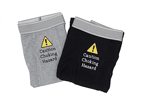Caution Choking Hazard Boxer Briefs, Funny Boxer Briefs For Men, ONE PAIR