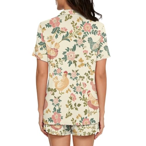 Image of Women's Short Sleeve Sleepwear Pajamas Nightwear with Pockets | skin-friendly breathable material resists pilling fading and deformation after repeated washing